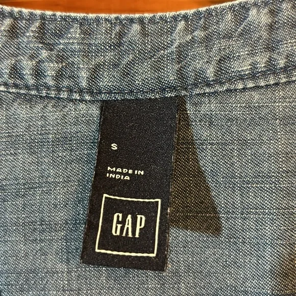 Gap Women’s chambray Long Sleeve Dress w/ elastic waist w/Drawstring size Small - Picture 2 of 8